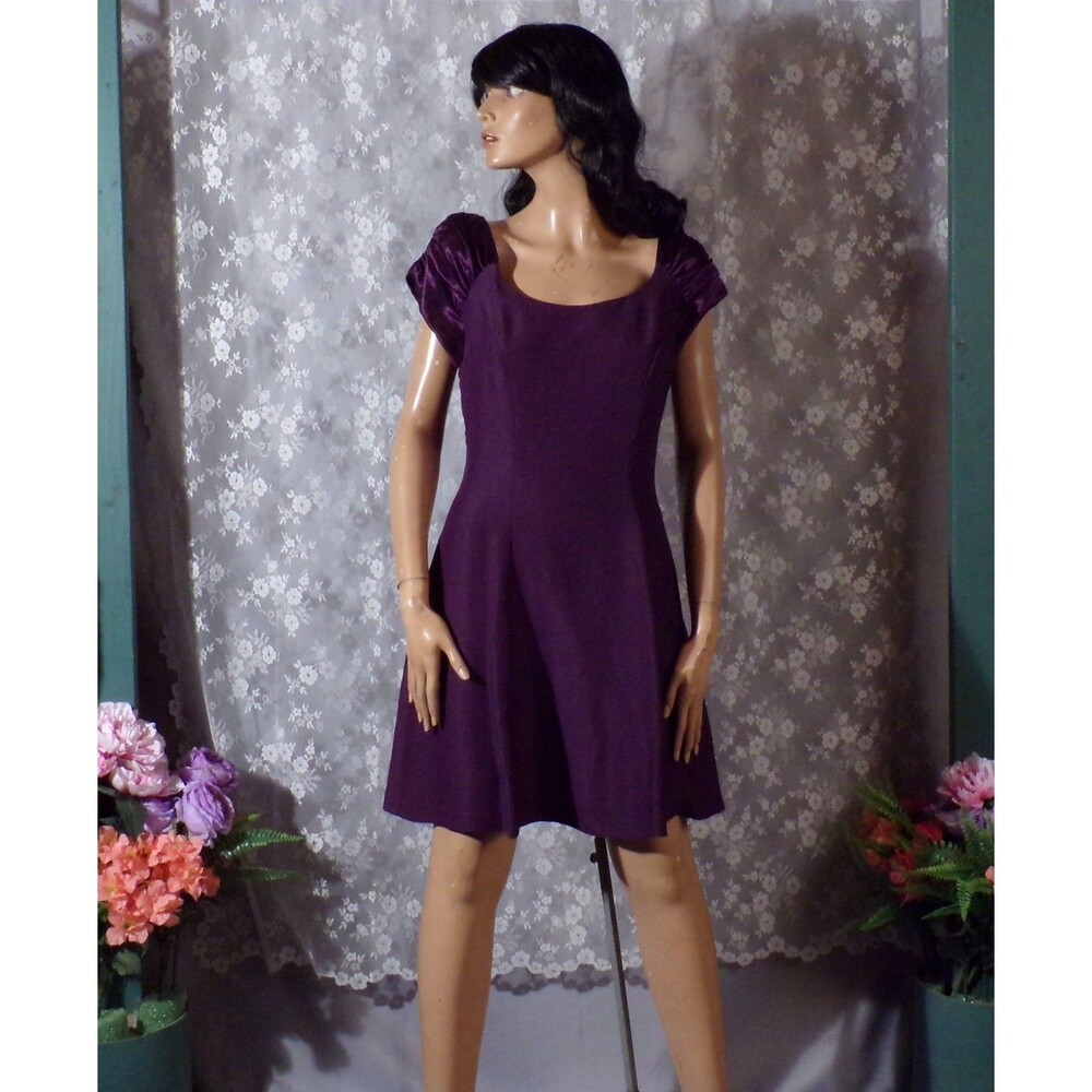 Vintage 90s Alfred Angelo Purple Mini Cocktail Dress Party Homecoming Size S